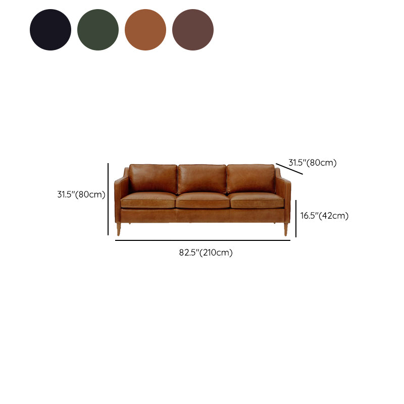 Contemporary Style Leather Sofa with Bolster Pillows Seating for Living Room