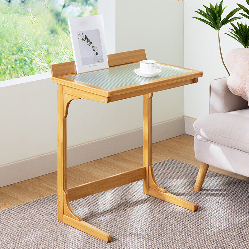 Rustic Abstract Side Table Rectangular Rattan Sofa Side Accent Table