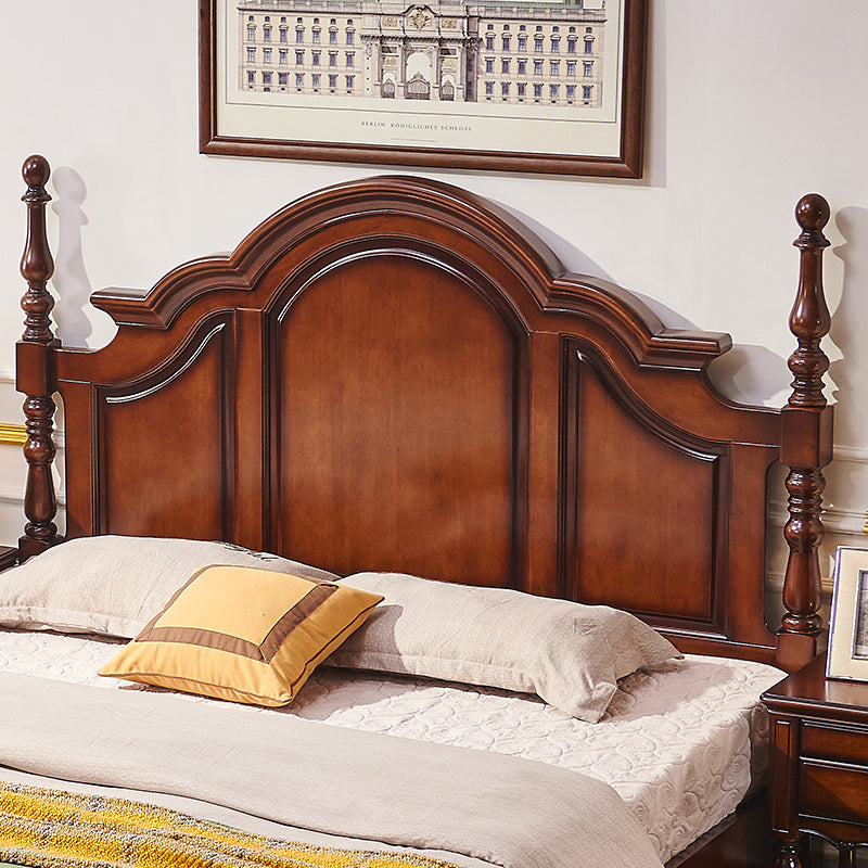 Traditional Solid Wood Panel Bed Brown Full Size Standard Bed with Storage