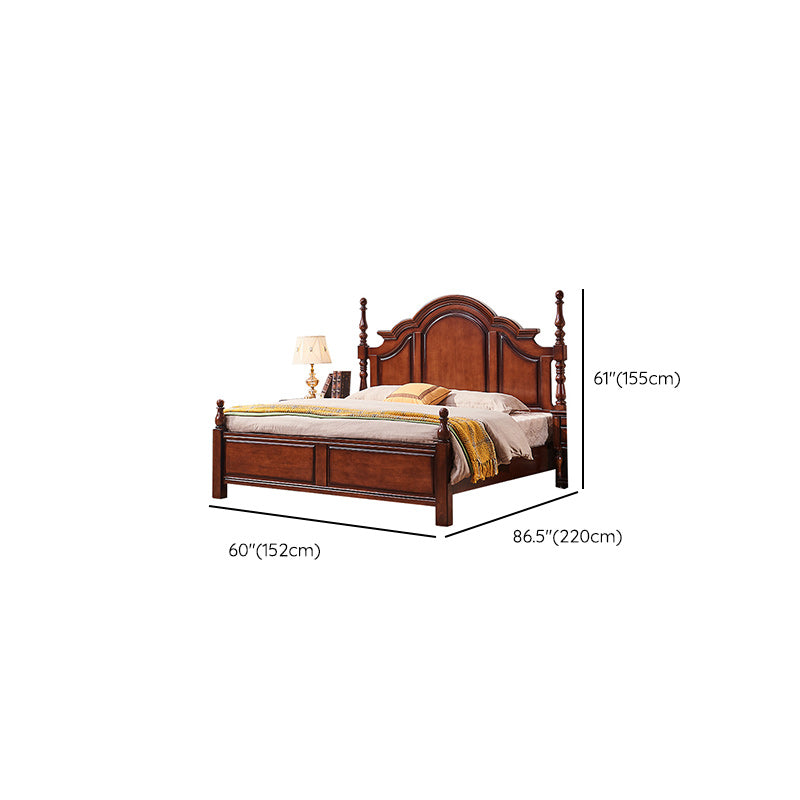 Traditional Solid Wood Panel Bed Brown Full Size Standard Bed with Storage