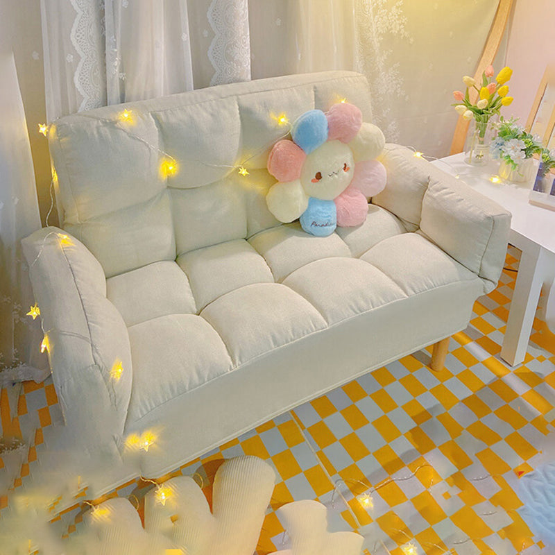 Living Room Velvet Sofa Contemporary Style Biscuit Back Seating