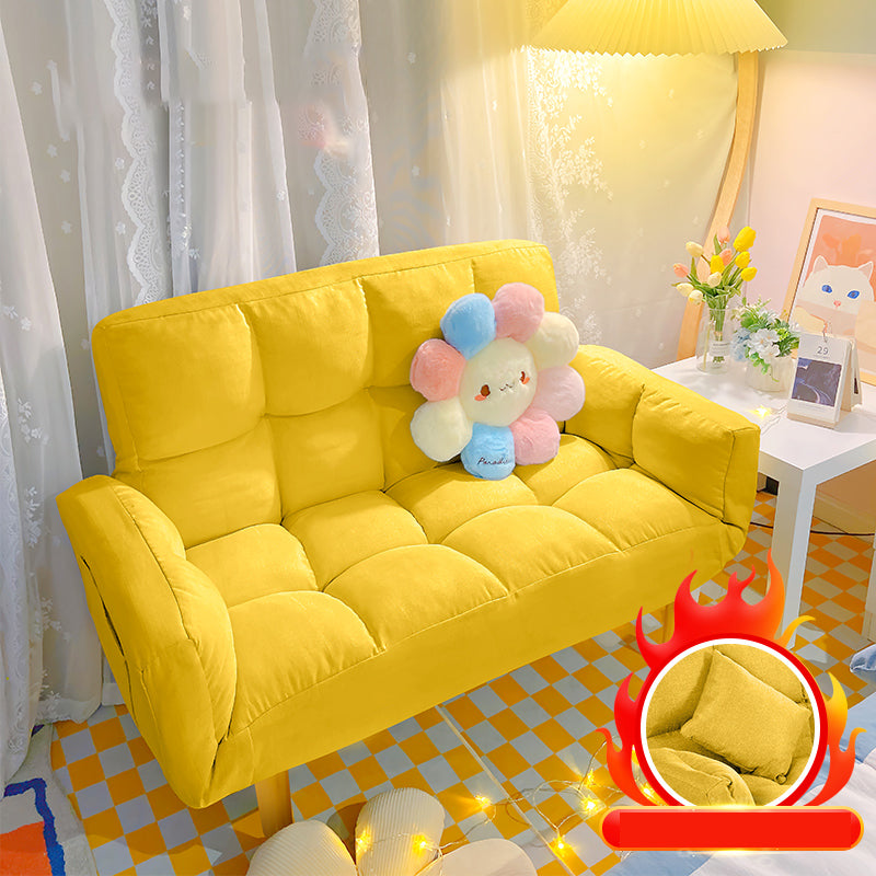 Living Room Velvet Sofa Contemporary Style Biscuit Back Seating