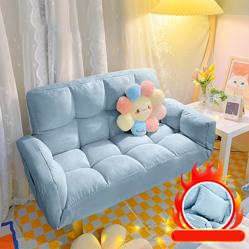 Living Room Velvet Sofa Contemporary Style Biscuit Back Seating