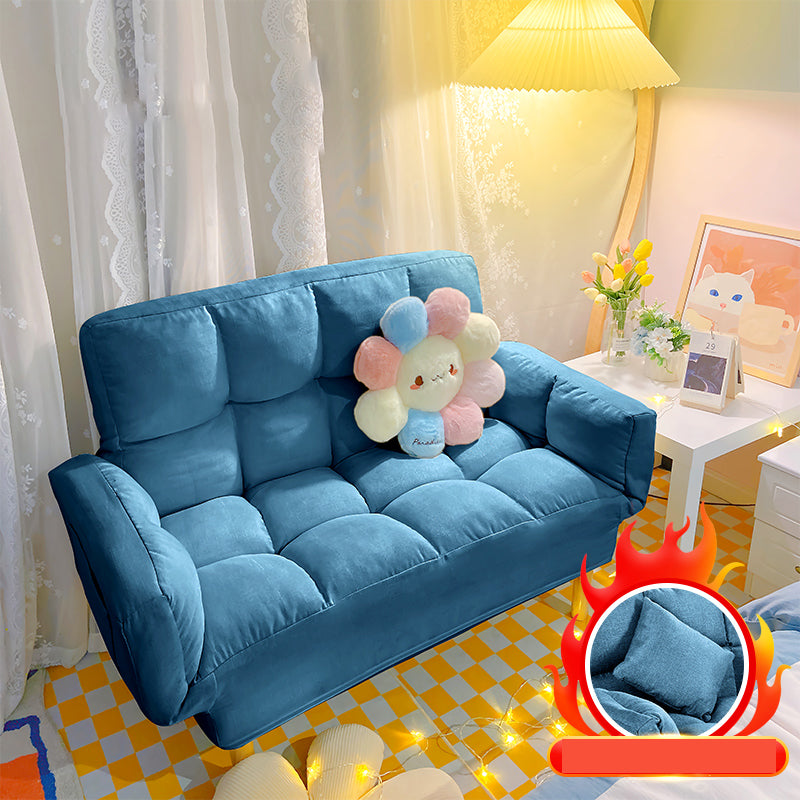 Living Room Velvet Sofa Contemporary Style Biscuit Back Seating