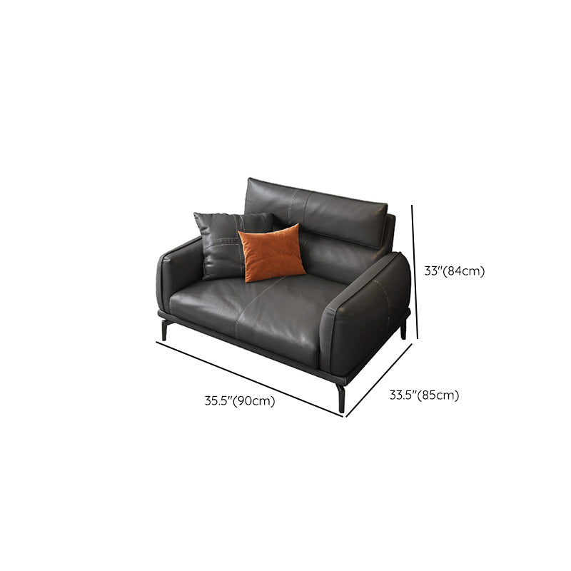 Upscale Grey Sofa with Four Legs Leather Sofa Living Room Seating