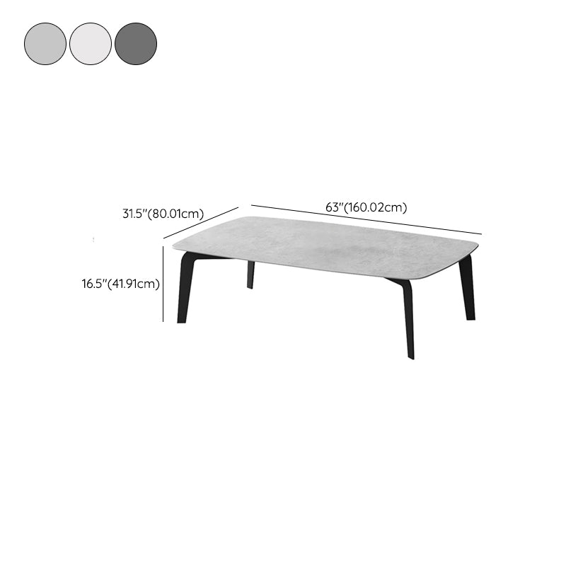 Rectangular Slate 4 Legs Coffee Table 16.5" High Stone 1 Single Cocktail Table