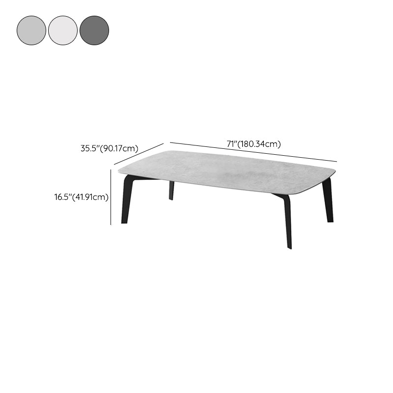 Rectangular Slate 4 Legs Coffee Table 16.5" High Stone 1 Single Cocktail Table