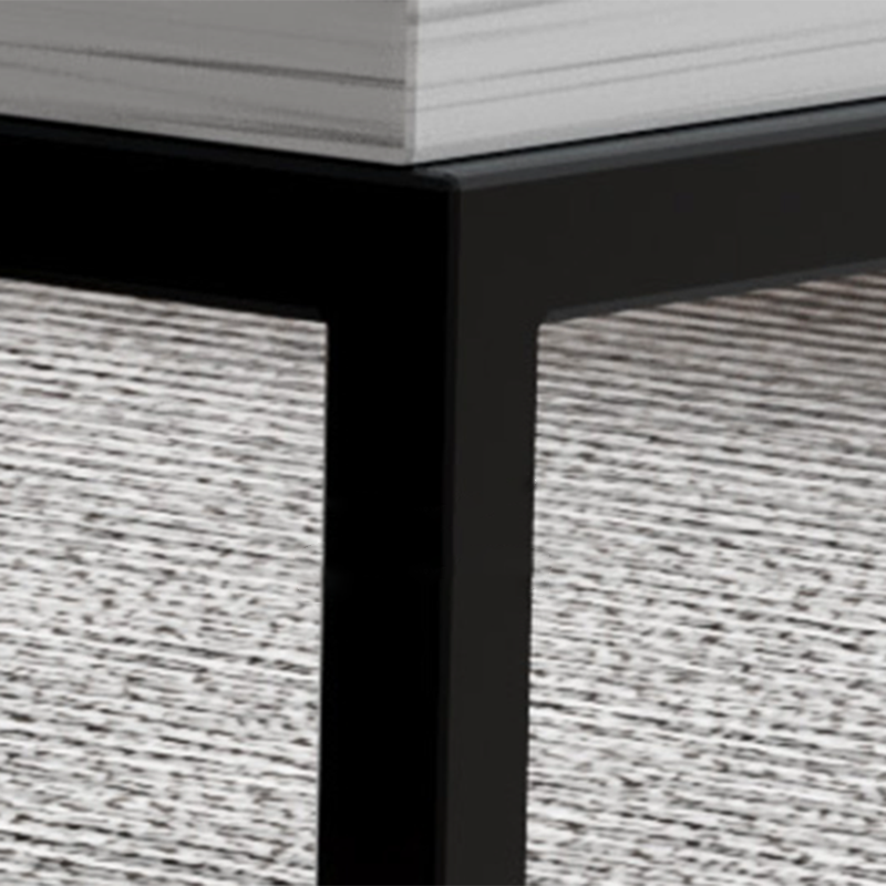 Contemporary 17.7" H Coffee Table Rectangular Stone Top Simple Cocktail Table