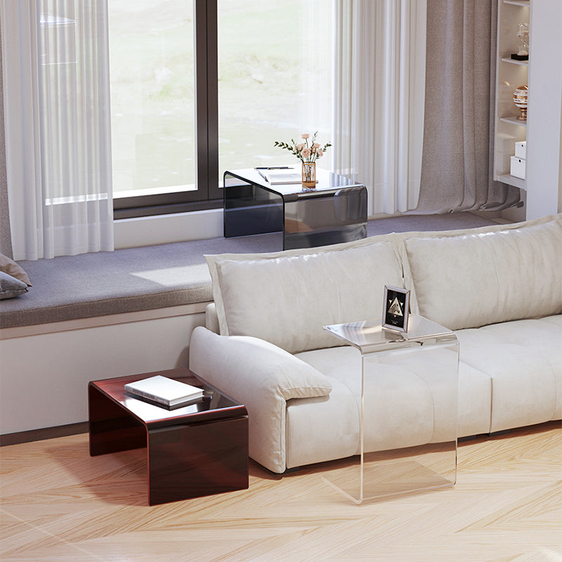 Luxurious Sled Side Table Rectangular Acrylic End Table Stand