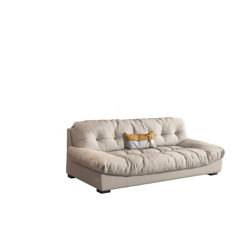 Contemporary Faux Leather Minimalist Sofa and Chaise Pillow Top Arm Cushions Sofa