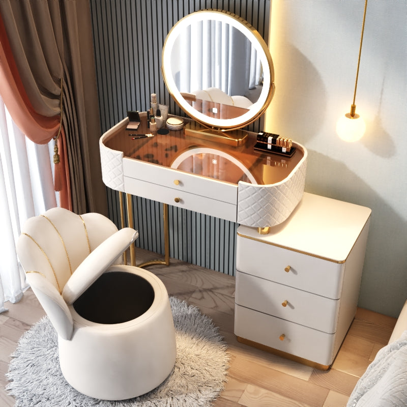 Glam Glass Makeup Vanity Desk Bedroom Vanity Dressing Table with Drawer
