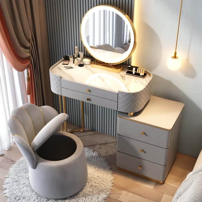 Glam Glass Makeup Vanity Desk Bedroom Vanity Dressing Table with Drawer