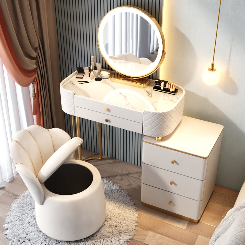 Glam Glass Makeup Vanity Desk Bedroom Vanity Dressing Table with Drawer