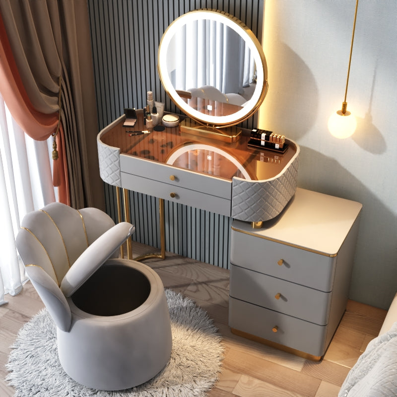 Glam Glass Makeup Vanity Desk Bedroom Vanity Dressing Table with Drawer