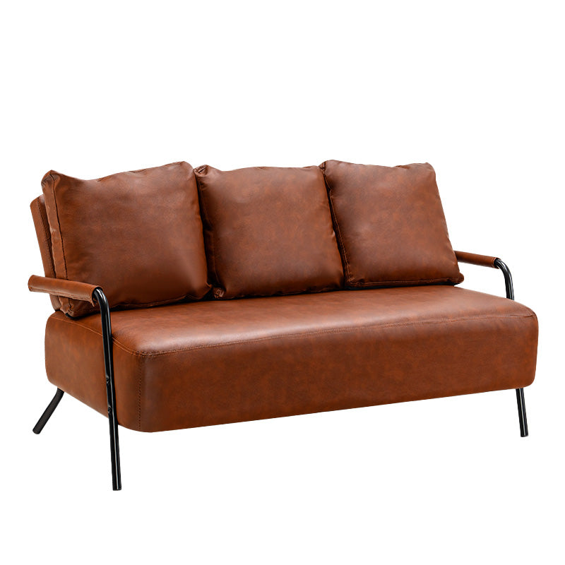 Metal Sofa with Bolster Pillows Contemporary with Four Legs Seating
