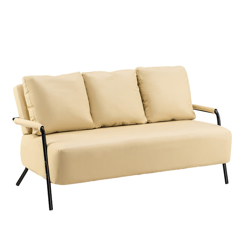 Metal Sofa with Bolster Pillows Contemporary with Four Legs Seating