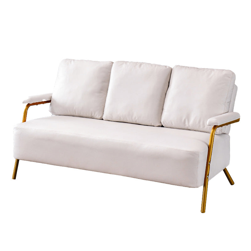 Metal Sofa with Bolster Pillows Contemporary with Four Legs Seating