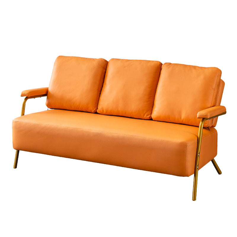 Metal Sofa with Bolster Pillows Contemporary with Four Legs Seating