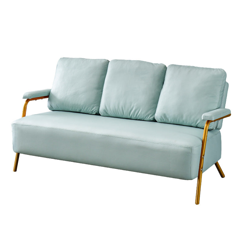 Metal Sofa with Bolster Pillows Contemporary with Four Legs Seating