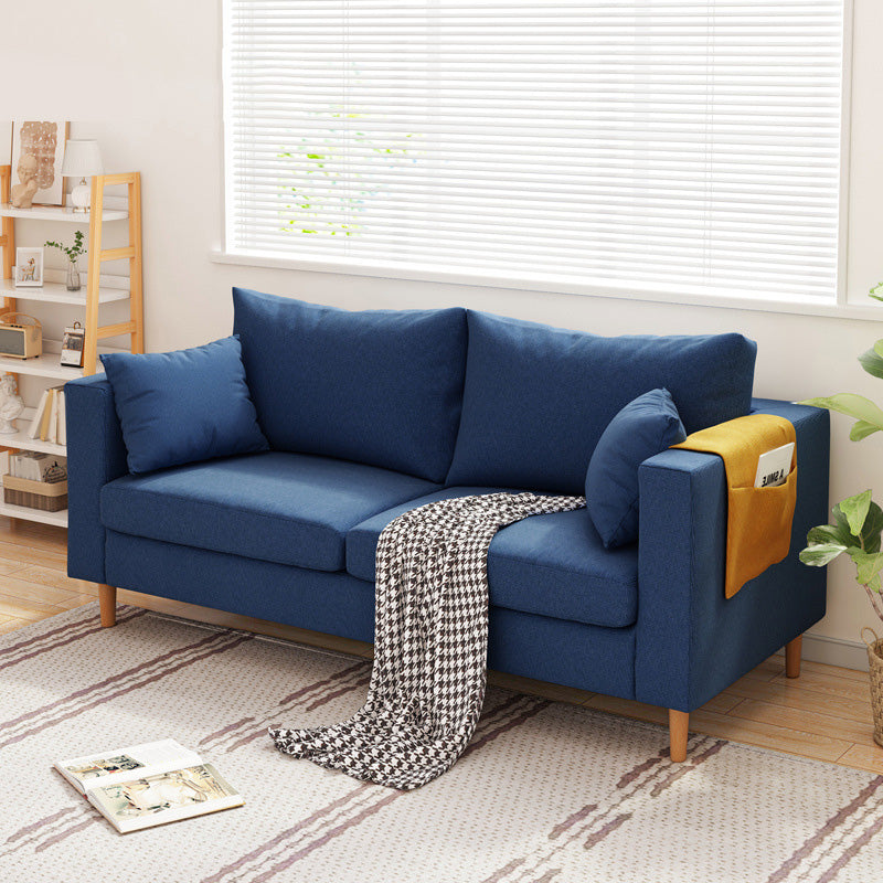 Contemporary Square Arm Sofa Stain Resistant Fabric Settee for Bonus Room