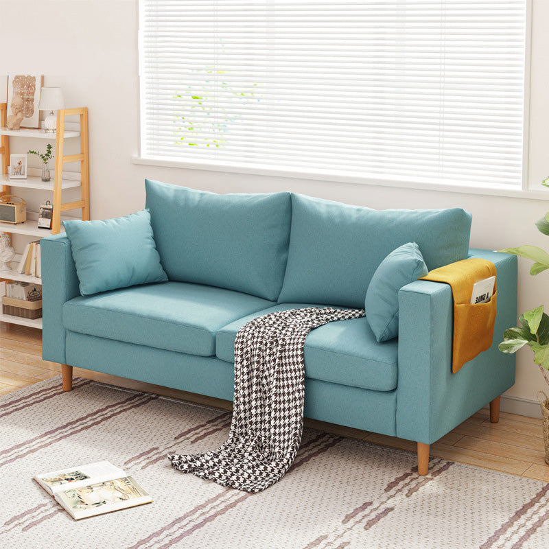 Contemporary Square Arm Sofa Stain Resistant Fabric Settee for Bonus Room