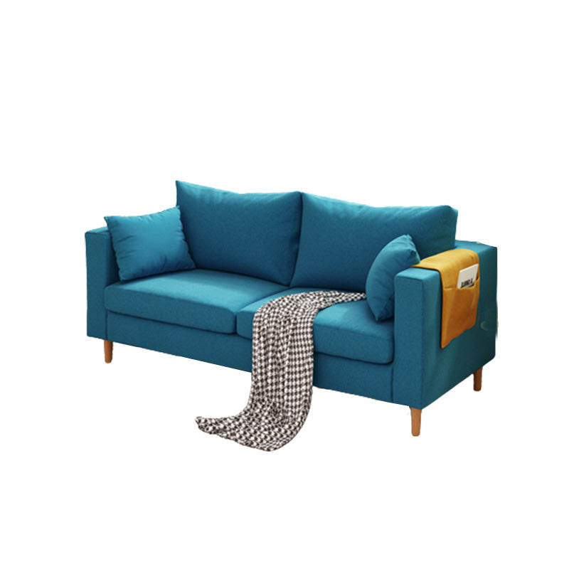 Contemporary Square Arm Sofa Stain Resistant Fabric Settee for Bonus Room