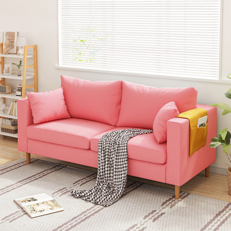 Contemporary Square Arm Sofa Stain Resistant Fabric Settee for Bonus Room