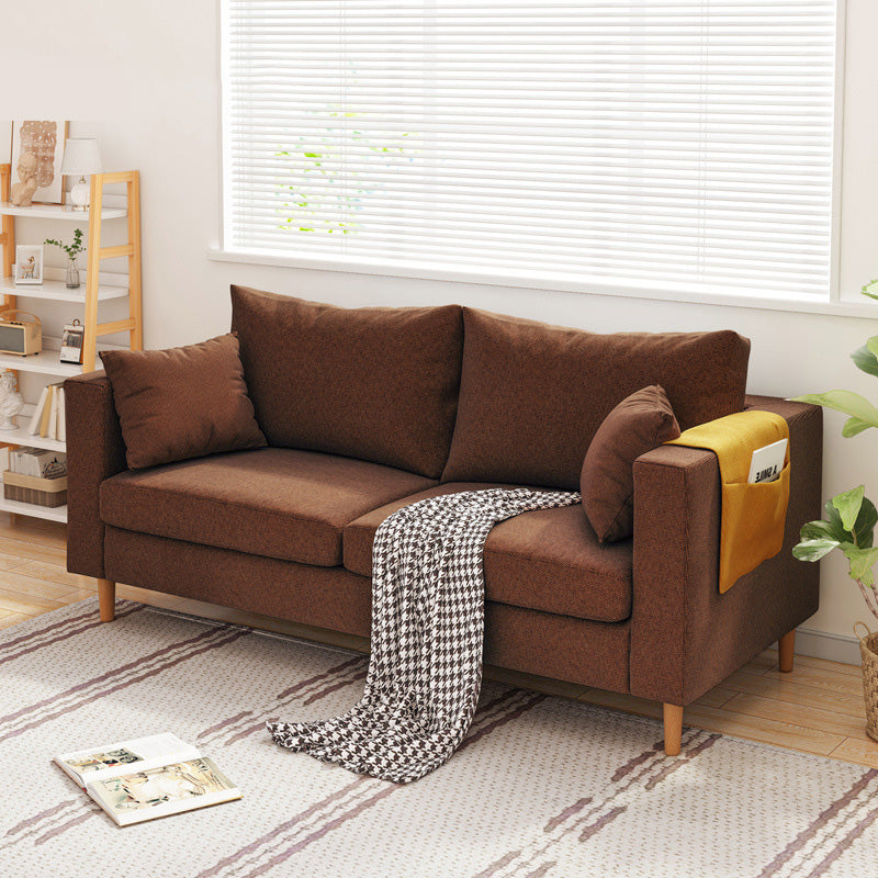 Contemporary Square Arm Sofa Stain Resistant Fabric Settee for Bonus Room