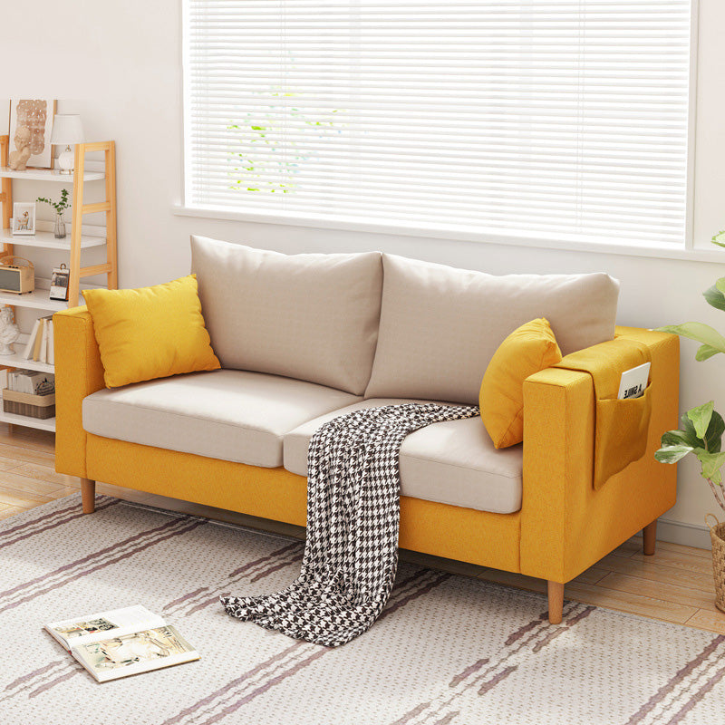 Contemporary Square Arm Sofa Stain Resistant Fabric Settee for Bonus Room