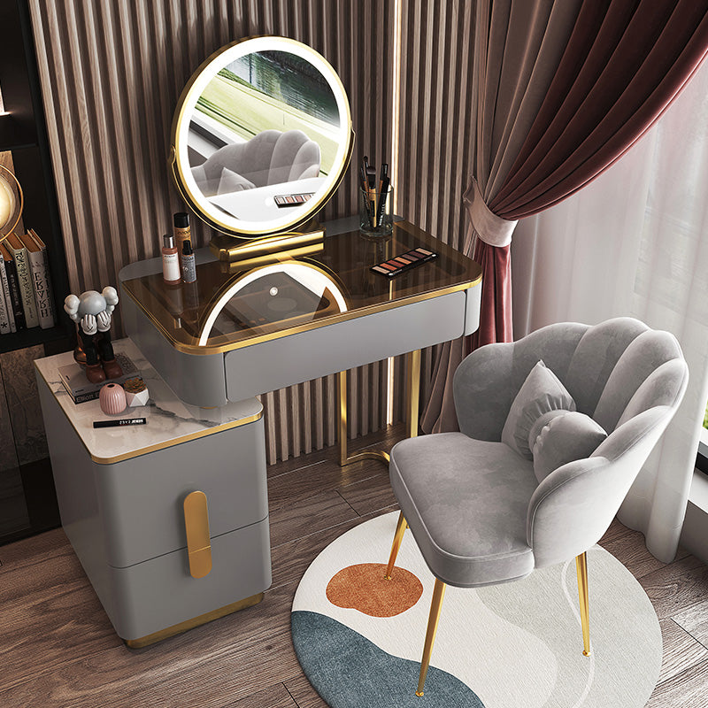 Glam Glass Bedroom Vanity Desk 4 Drawer Vanity Dressing Table
