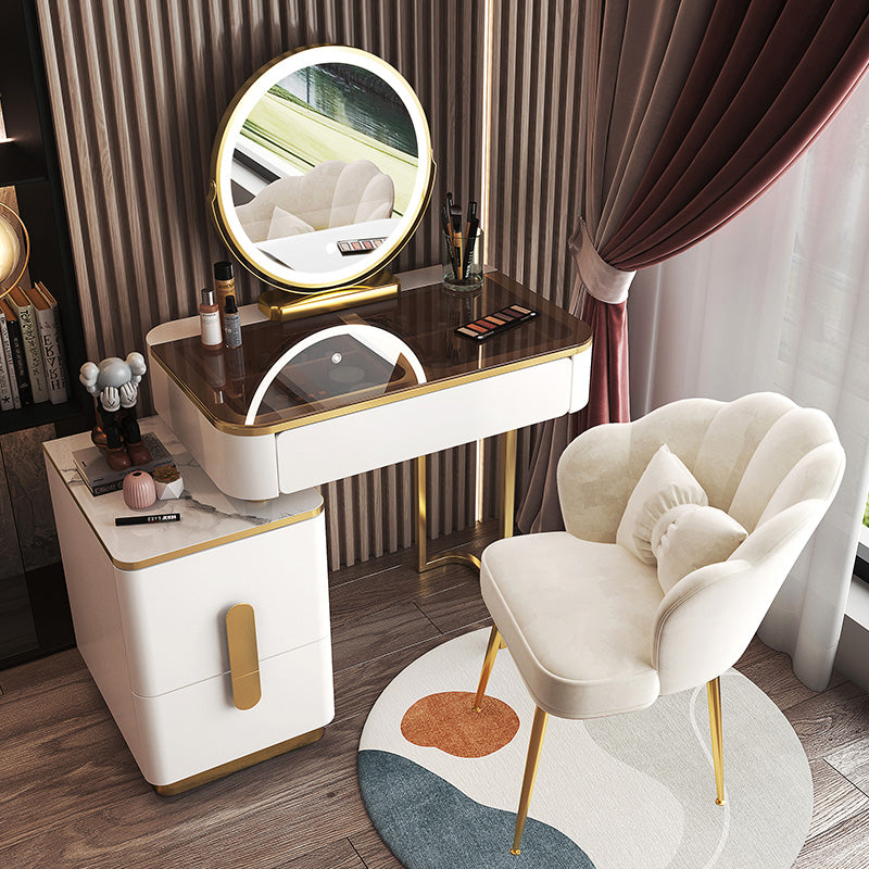 Glam Glass Bedroom Vanity Desk 4 Drawer Vanity Dressing Table