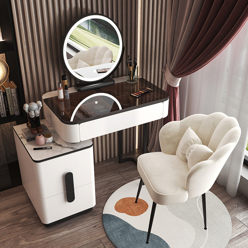 Glam Glass Bedroom Vanity Desk 4 Drawer Vanity Dressing Table
