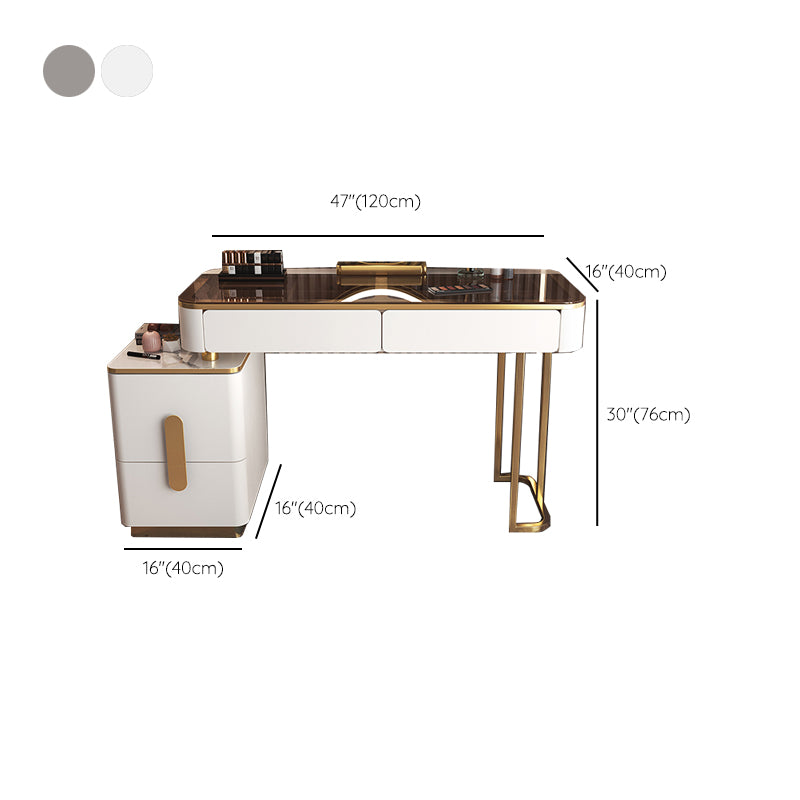 Glam Glass Bedroom Vanity Desk 4 Drawer Vanity Dressing Table