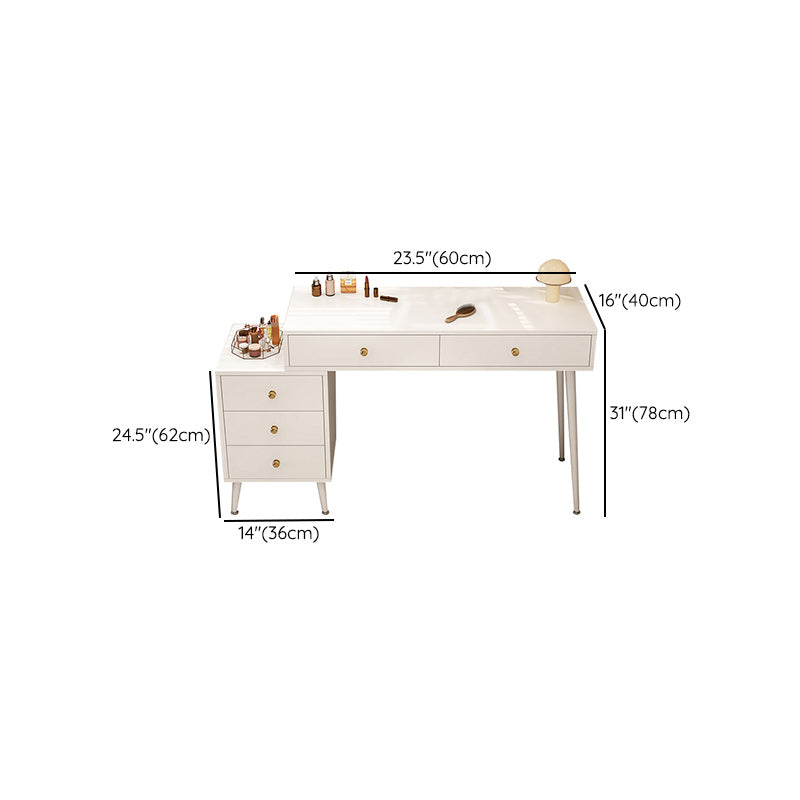 Modern Lighted Mirror Dressing Table Bedroom Makeup Table in White