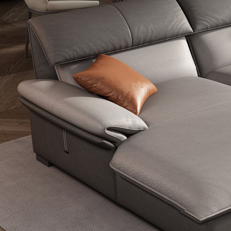 Grey Faux Leather Sectional Sofa Pillow Top Arm Sectional Ottoman Included