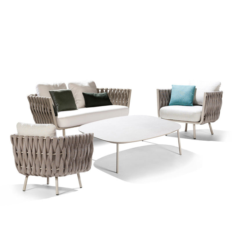 Tropical Metal Outdoor Loveseat Water Resistant Outdoor Patio Sofa