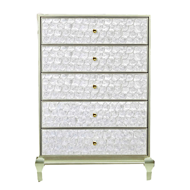 5 Drawers Champagne Storage Chest Glam Vertical Lingerie Chest