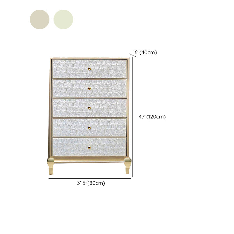 5 Drawers Champagne Storage Chest Glam Vertical Lingerie Chest