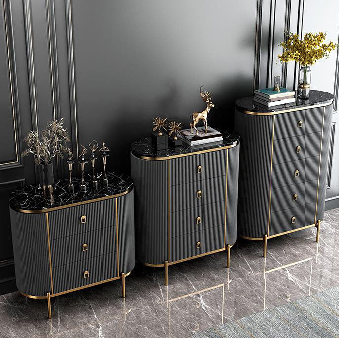 Vertical Glam Storage Chest Marble Top Lingerie Chest with Drawers