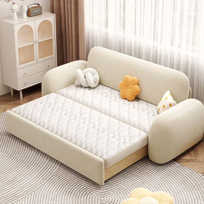 Contemporary Styled Metal Frame Sleeper Sofa Upholstered Square Arms Sofa Bed