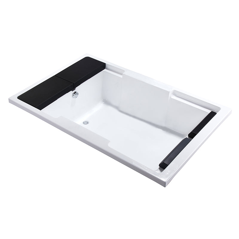 Modern Freestanding Bath Acrylic Soaking Square Back to Wall Bathtub