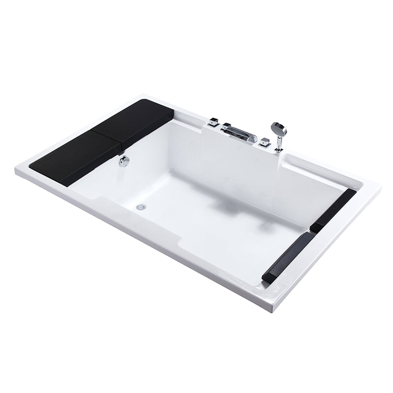 Modern Freestanding Bath Acrylic Soaking Square Back to Wall Bathtub