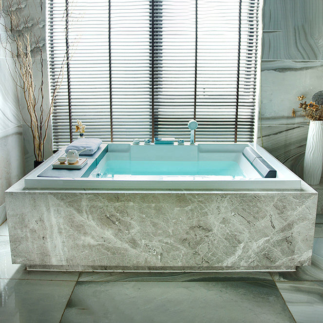 Modern Freestanding Bath Acrylic Soaking Square Back to Wall Bathtub