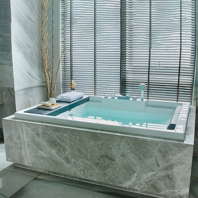 Modern Freestanding Bath Acrylic Soaking Square Back to Wall Bathtub