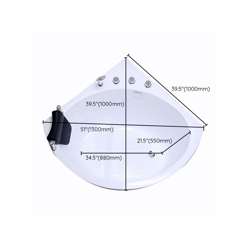 Modern 25.59-inch Tall Acrylic Tub Soak Corner White Bathtub