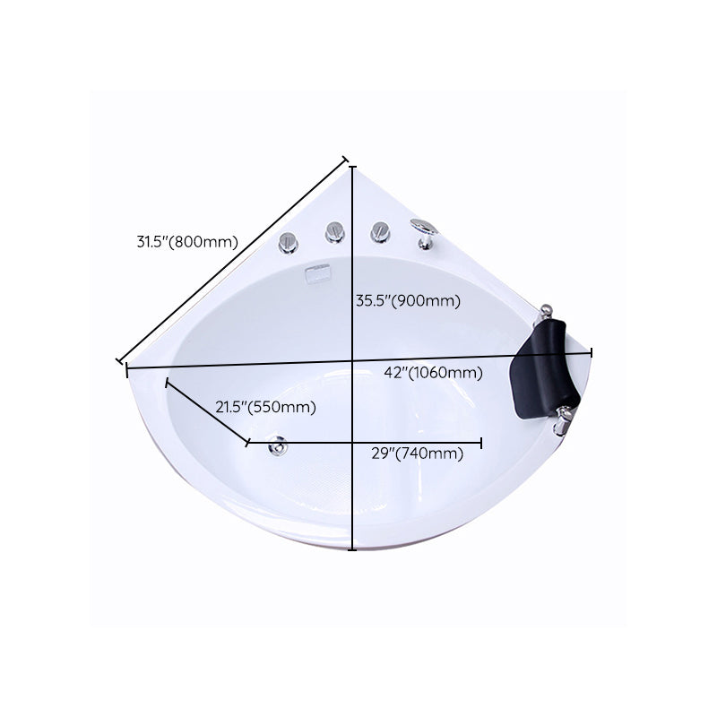 Modern 25.59-inch Tall Acrylic Tub Soak Corner White Bathtub