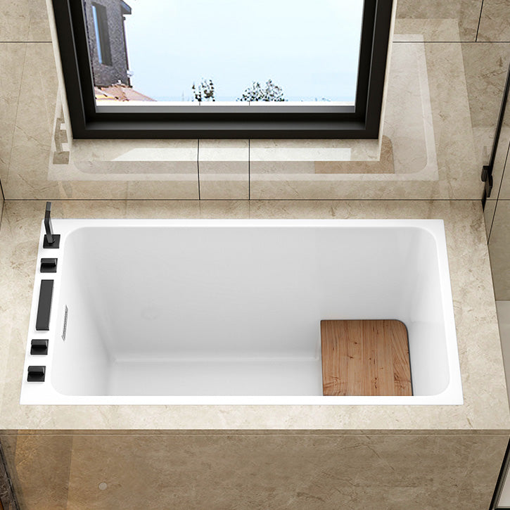 Rectangular Drop-in Acrylic Bathtub White Modern Back to Wall Bathtub (Board not Included)