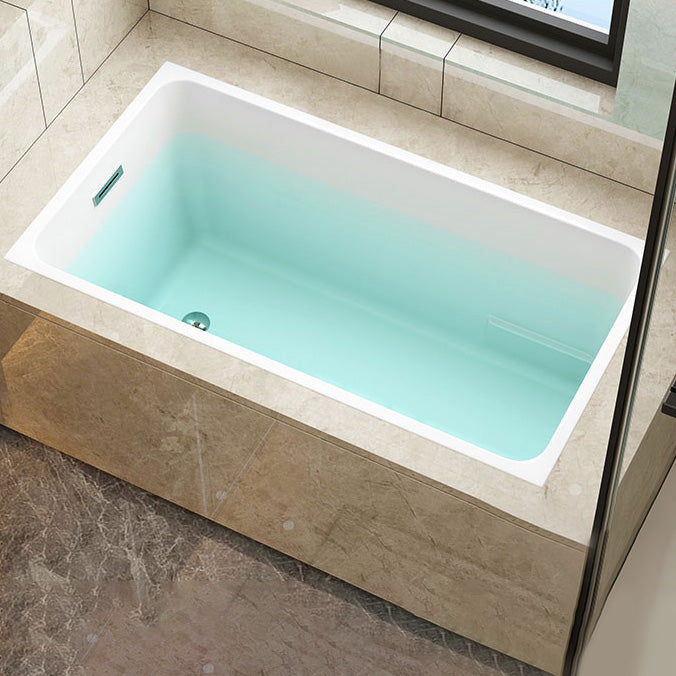 Rectangular Drop-in Acrylic Bathtub White Modern Back to Wall Bathtub (Board not Included)