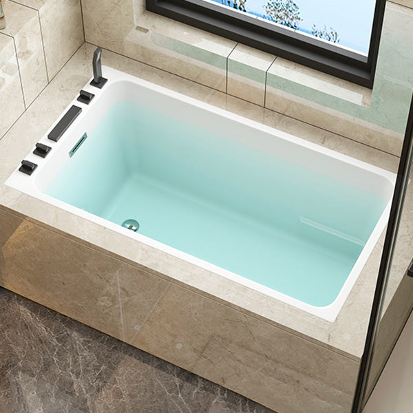 Rectangular Drop-in Acrylic Bathtub White Modern Back to Wall Bathtub (Board not Included)
