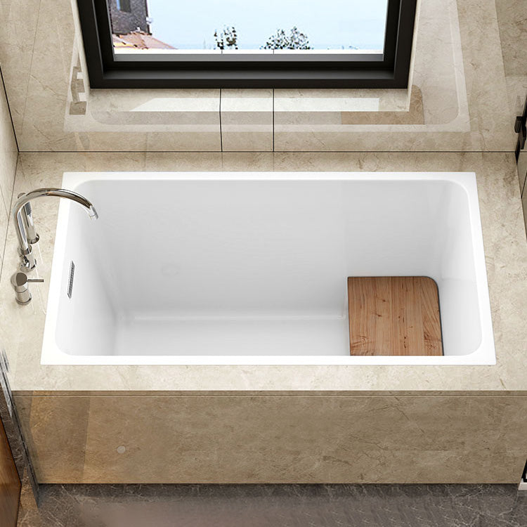 Rectangular Drop-in Acrylic Bathtub White Modern Back to Wall Bathtub (Board not Included)